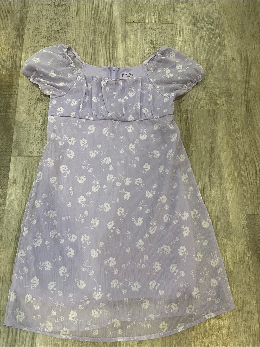 art class Lavender Floral Puff-Sleeve Dress